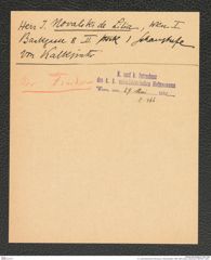 k.k. naturhistorisches Hofmuseum, Intendanzakten 1885-1896 (Hauer), Aktenzahl Z.366/1891, Seite 1